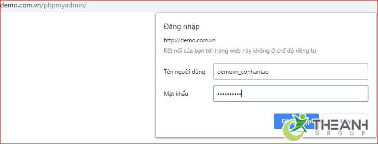 Truy cập phpmyadmin