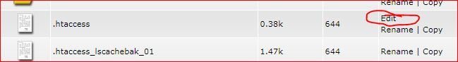 Chọn .htaccess -> Edit